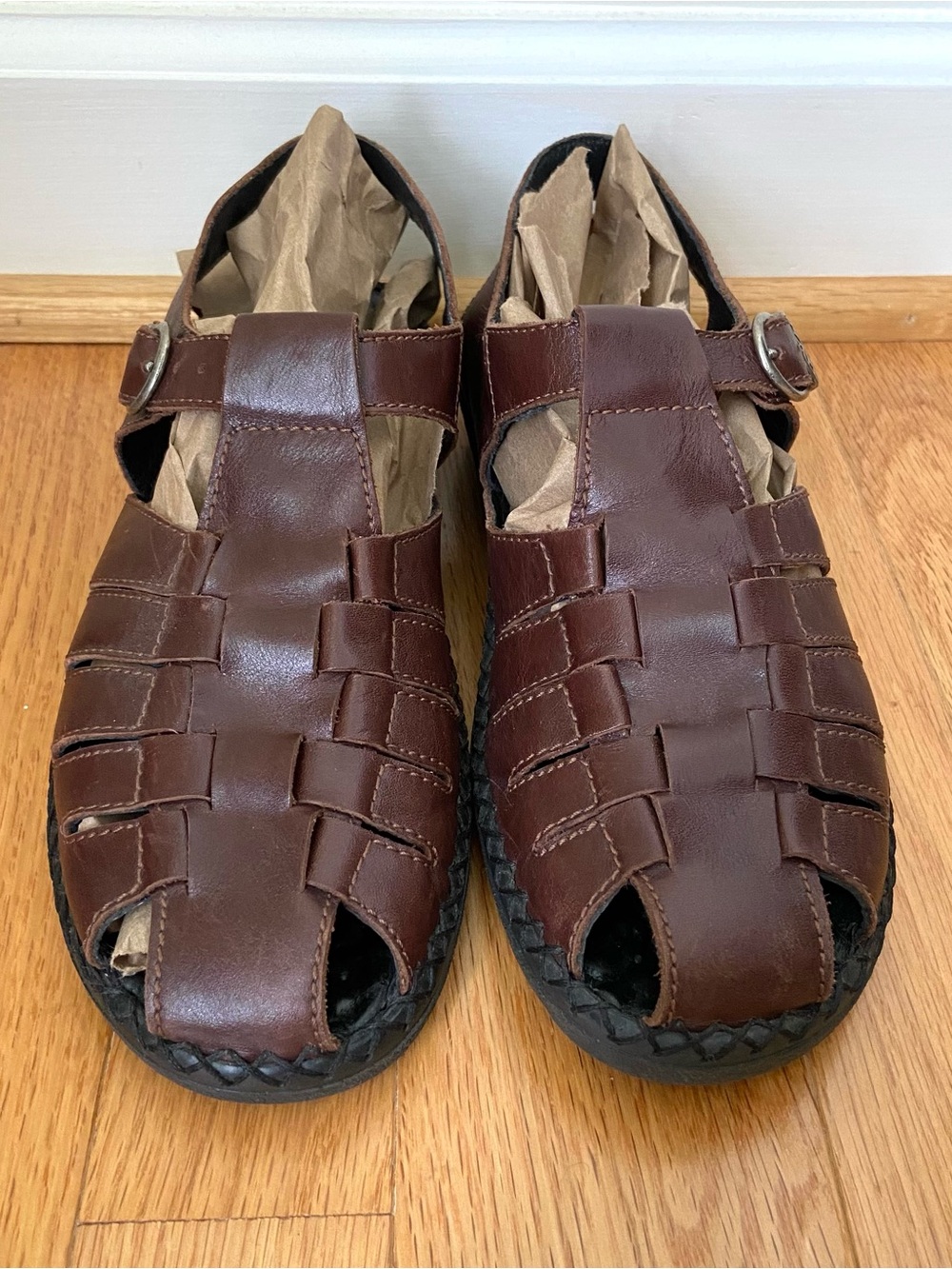 Josef Seibel Brown Leather Fisherman Sandals Womens Size 39/8.5 Coastal Rugged - Picture 3 of 12